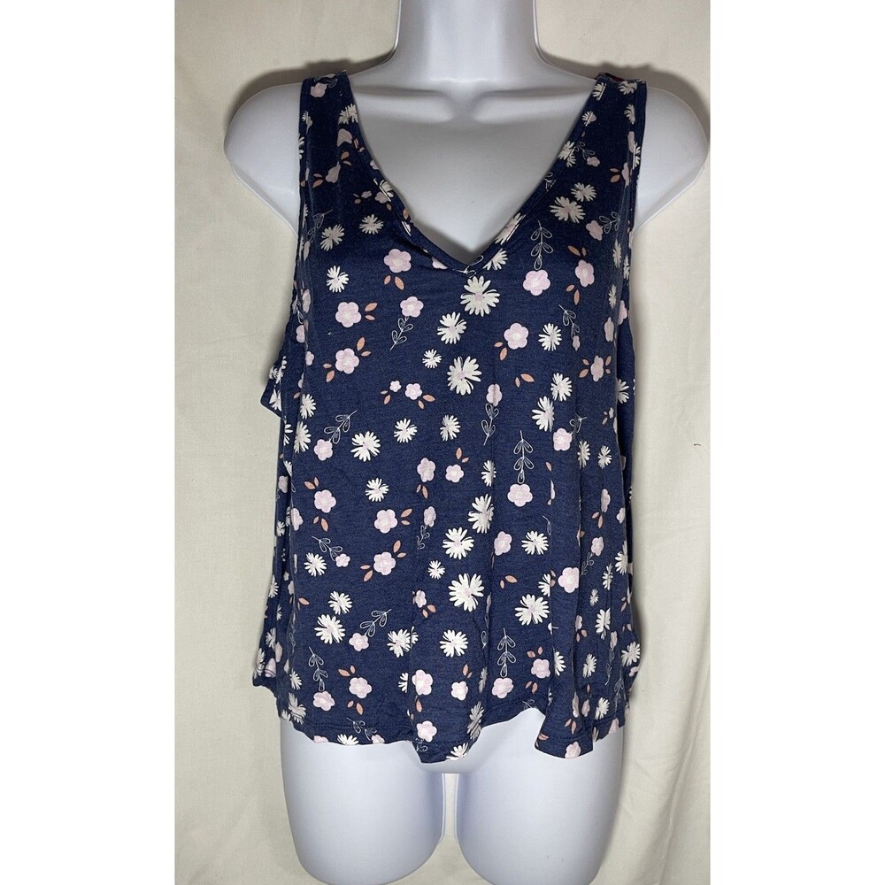 Target Stars Above Floral Pajama Tank Top Navy Blue Daisy Print Size L Large